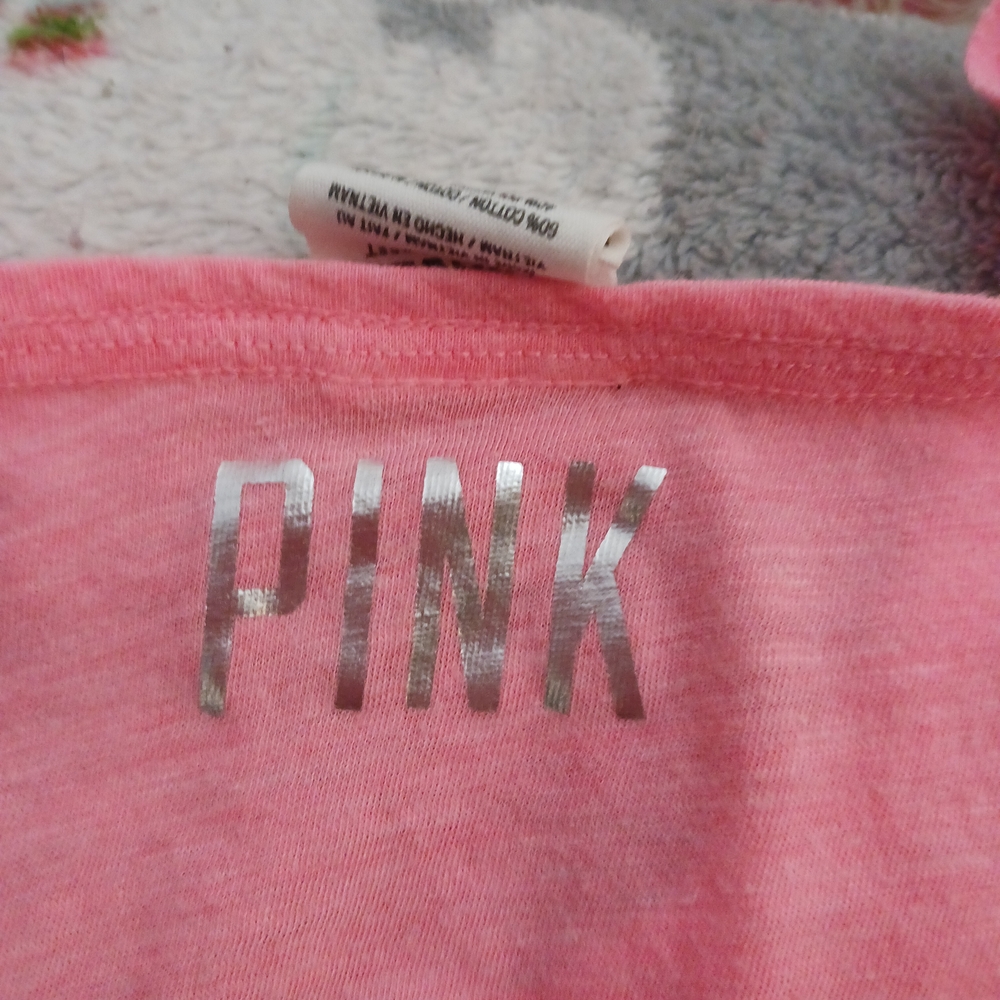 PINK Victoria's Secret Coral Tank with Silver Lettering